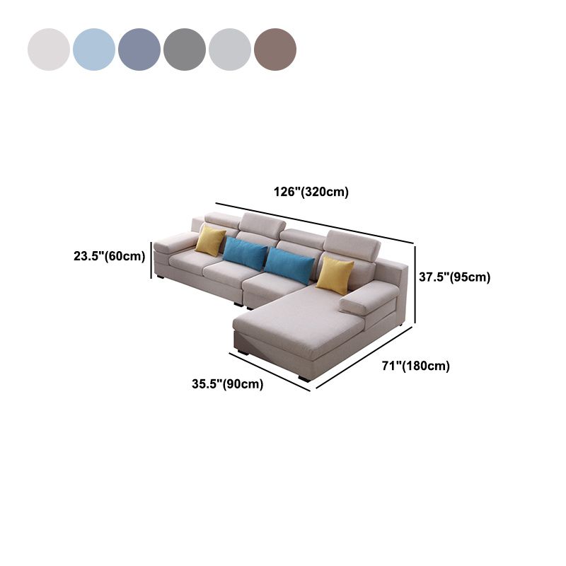 37.40" Tall Linen Sectional Pillow Top Arm Sectional with Adjustable Headrest