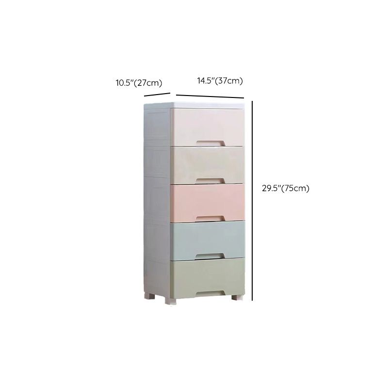 Plastic Vertical Contemporary Kids Nightstand with 5/6 Drawers for Bedroom