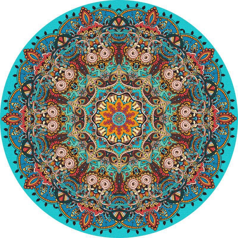 Multi-Farb-Blumendruck Teppich Victorian Marokcan Round Area Teppich Polyester Anti-Rutsch-Rücken Teppich für Wohnkultur