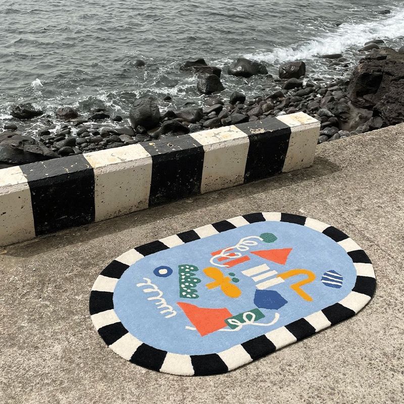 Modern Drawing Room Area Rug Flower Pattern Polyester Area Carpet Stain Resistant Rug