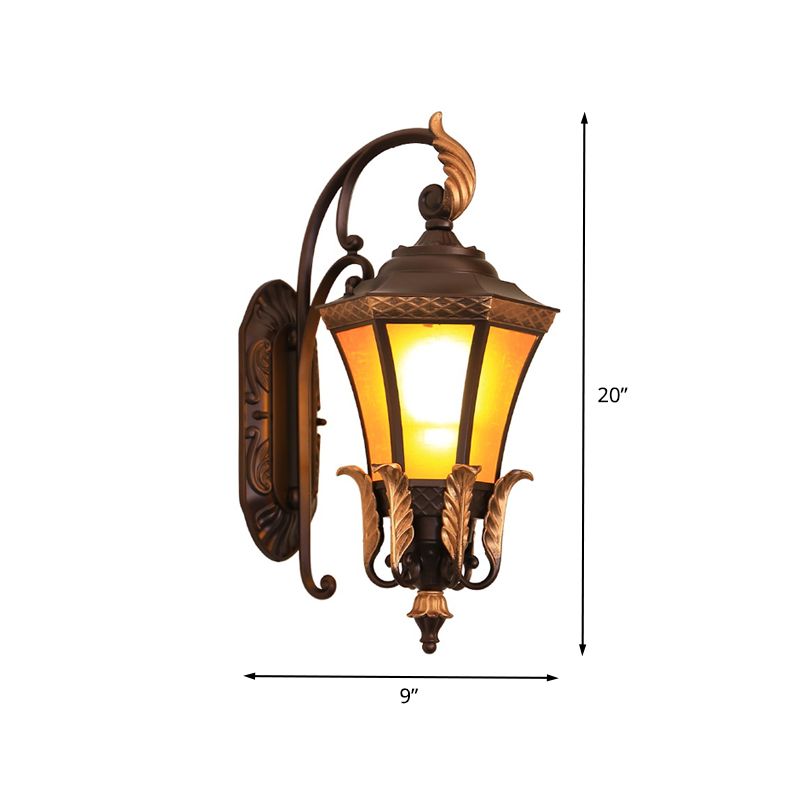 Dark Coffee 1-Head Sconce Lighting Farmhouse Metal Curving Wall Mount Lamp Fixture for Corner