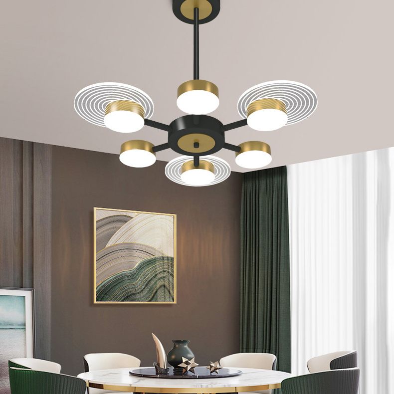 Bloemen woonkamer kroonluchter verlichting acryl minimalistische led hanger lamp in black-gold