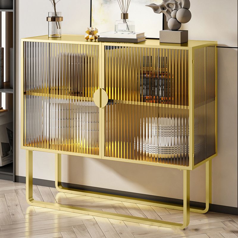 Industrial Curio Cabinet Metal Glass Doors Storage Cabinet with 2 Door for Living Room