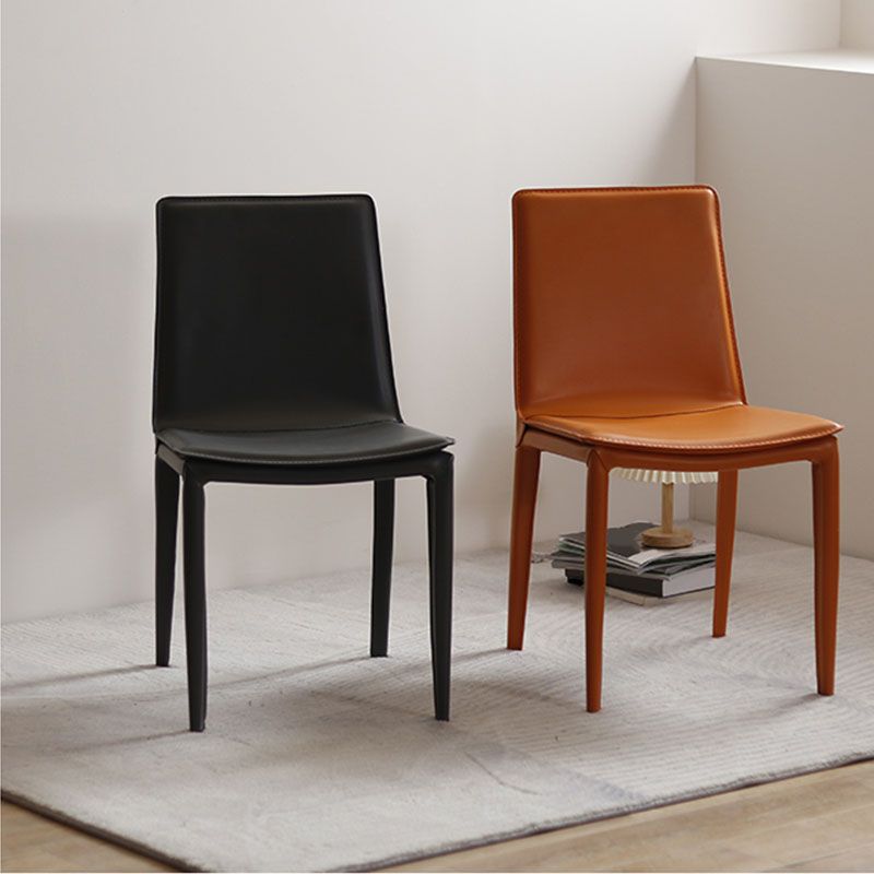 Designer Style Armless Chair Parson Back Side Leather Chair for Restaurant