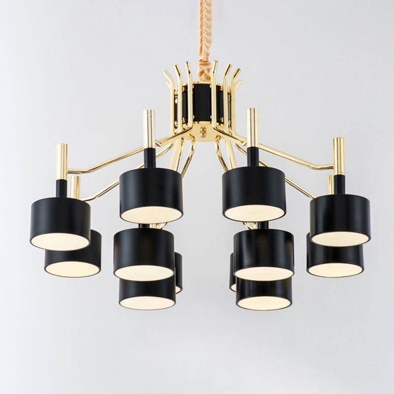Drum Shade Chandelier Light Post-modern Metal Living Room Suspended Lighting