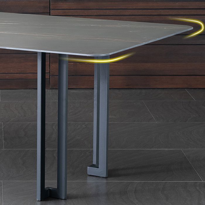 Modern Dining Table Set 1/4/5/9 Pcs Black Sintered Stone Dining Table with Armless Chairs