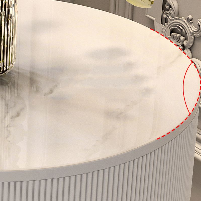 Frame Glam Style Side Table 22.83" Tall Stone Top Side Table with Storage