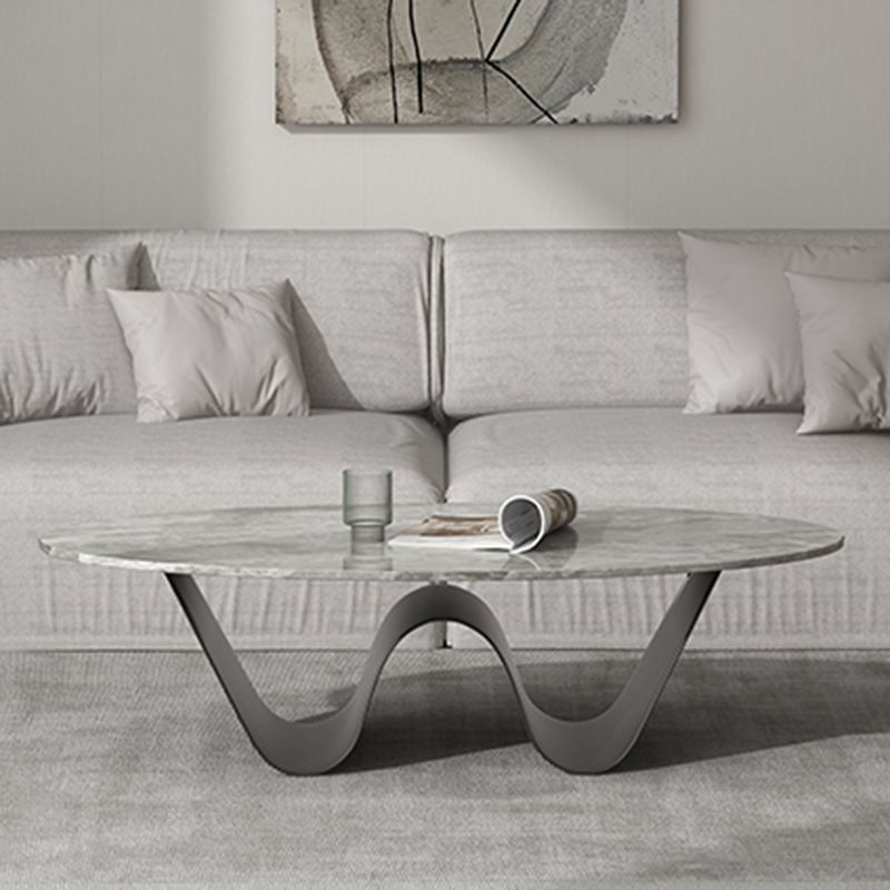 Glam Slate Coffee Cocktail Table Abstract Oval Coffee Table for Living Room