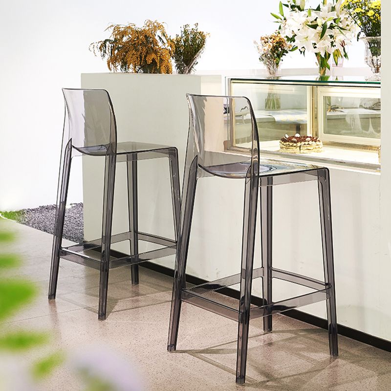 Contemporary Acrylic Low Back Armless Bar Stool with Footrest