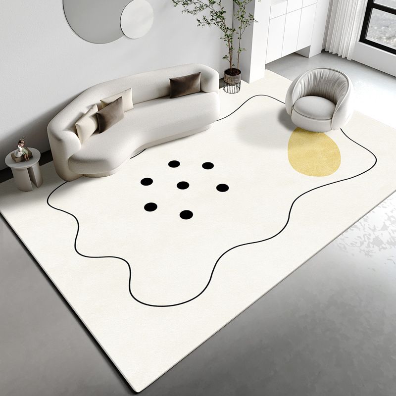 Tapis de bloc de couleur blanc Polyester tapis lavable moderne pour décoration de maison