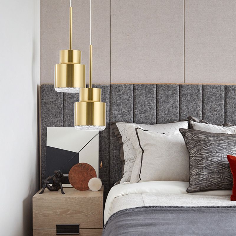 Geometrisch gevormd plafondlicht Postmodern metallic 1 hoofd Goudhangend hanglampje