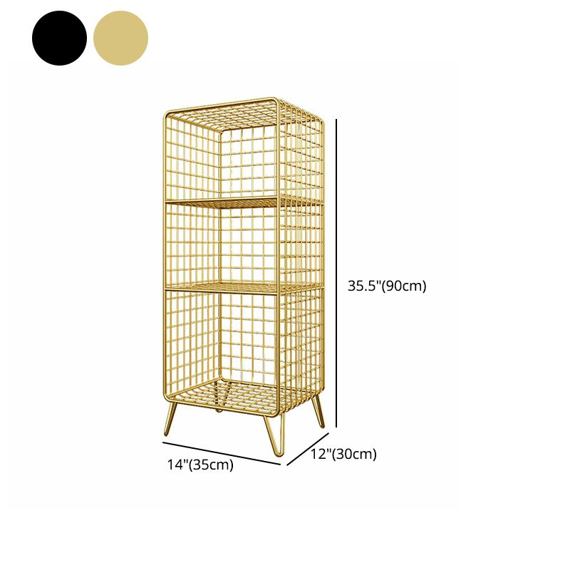 Contemporary Iron Standard Bookshelf Vertical Closed Back Bookcase for Home