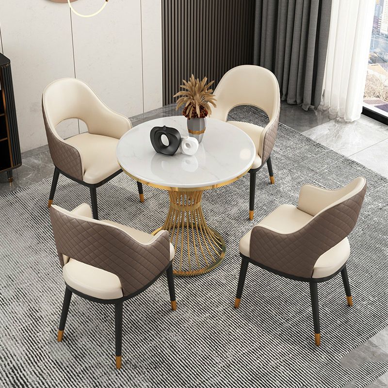 Glam White Sintered Stone Dining Table Set 1/2/3/4/5 Pieces Dining Set for Home Use