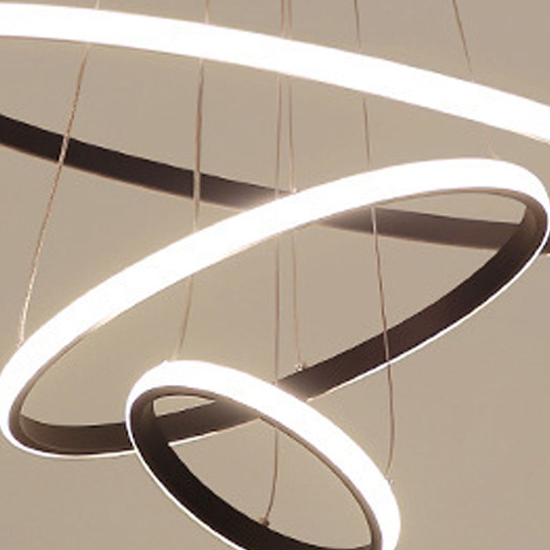 3-Light Suspended Lighting Fixture Minimalist Style Ring Shape Metal Chandelier Lamp