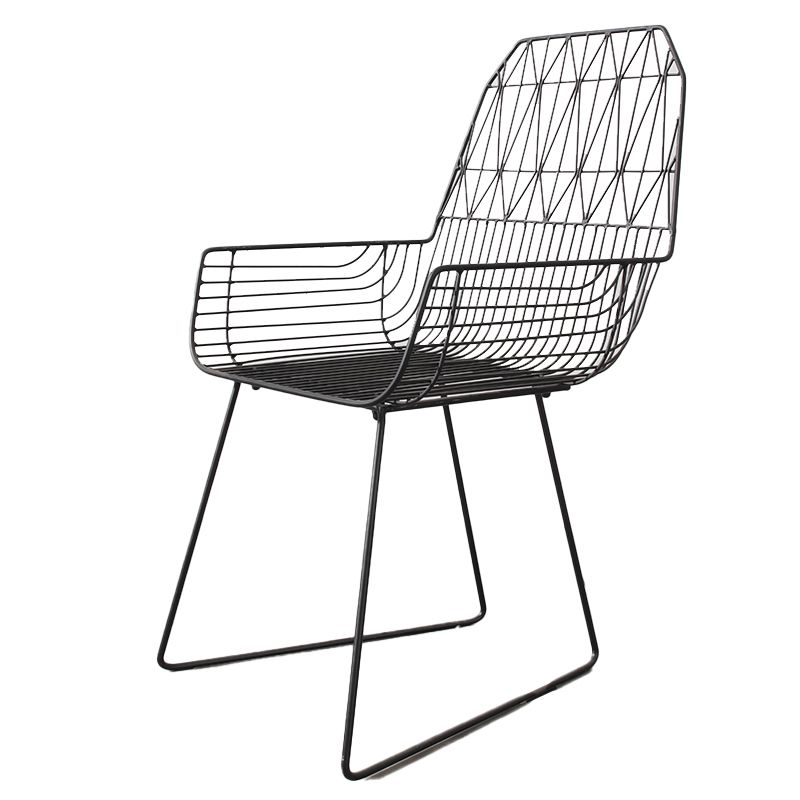 Industrial Black Armed Chairs Metal Outdoor Chair Upholstered Armchair