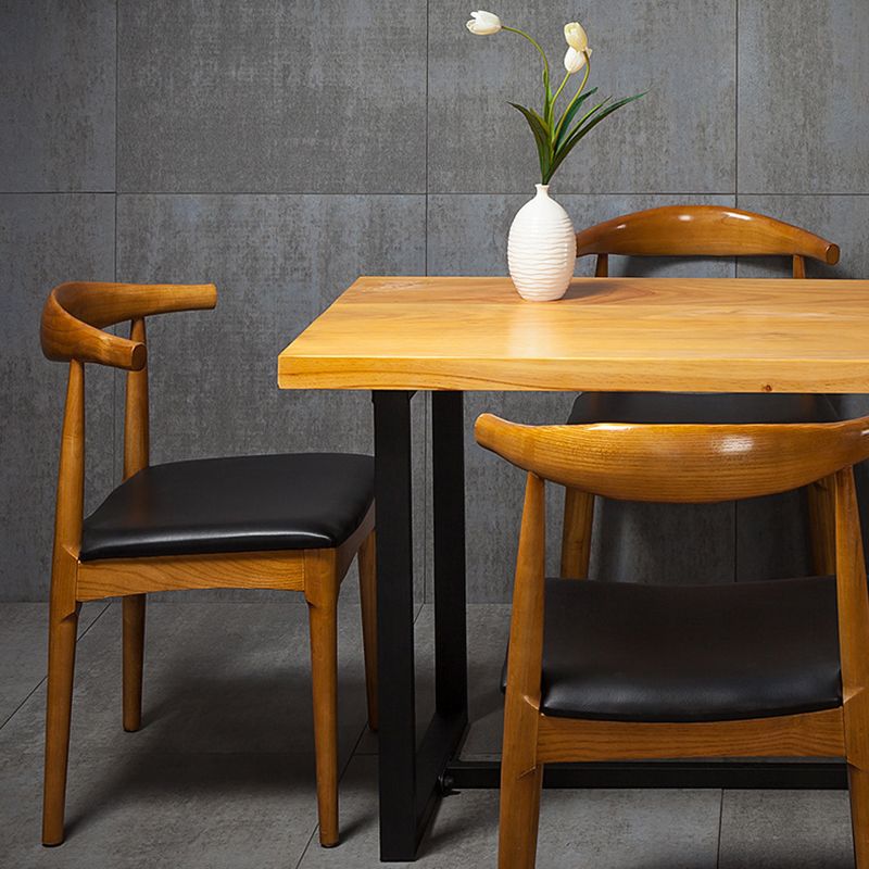 Industrial Solid Wood Dining Table Brown Trestle Dining Table for Dinning Room