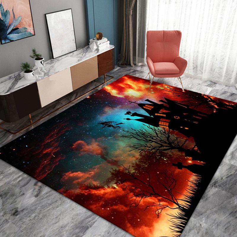 Contemporary Rug Halloween Polyester Carpet Stain Resistant Area Rug for Living Room