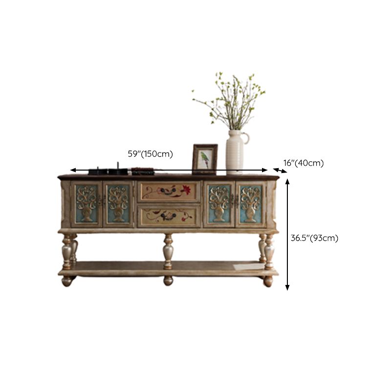 French Country Rectangle Console Table Rubber Wood Console Accent Table for Hall