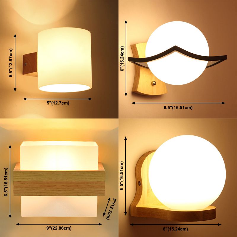 Wood Frame Wall Lighting Contemporary Single Head Wood Sconce Light Fixture for Living Room
