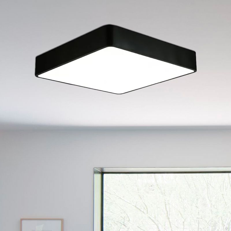 Lámpara empotrada cuadrada blanca/negra moderna de 14"/18"/23,5" de ancho Led de montaje empotrado de metal para sala de estar