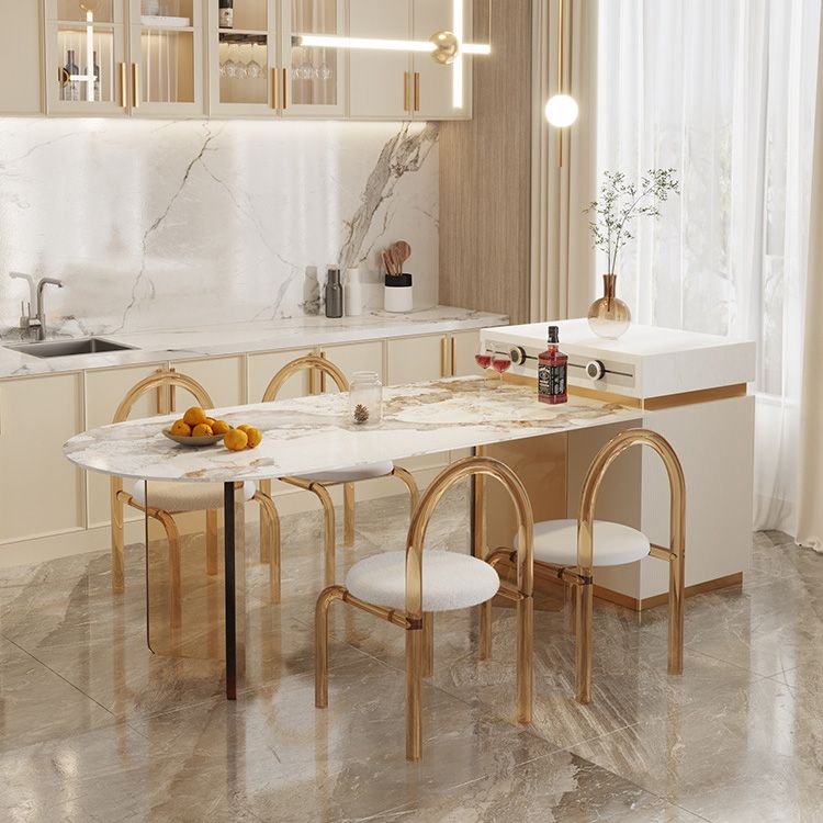 Modern Dining Table Sintered Stone Table with Acrylic Legs for Home Use