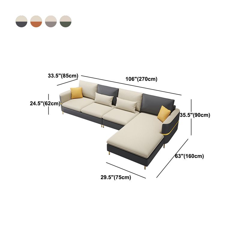 Contemporary 4-Seater Sectional with Square Arms for Living Room