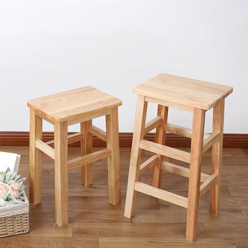 Square Backless Solid Wood Bar Chair Industrial Wooden Chair with 4 Legs