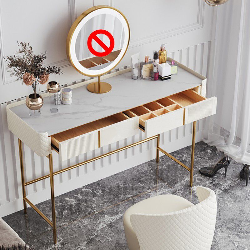 2 Drawers Vanity Set with Stool 30.7" High Metal Dressing Table