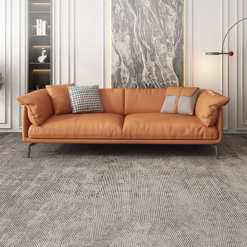 Modern 32.6" H Leather Pillow Top Arm Sofa Bed For Living Room