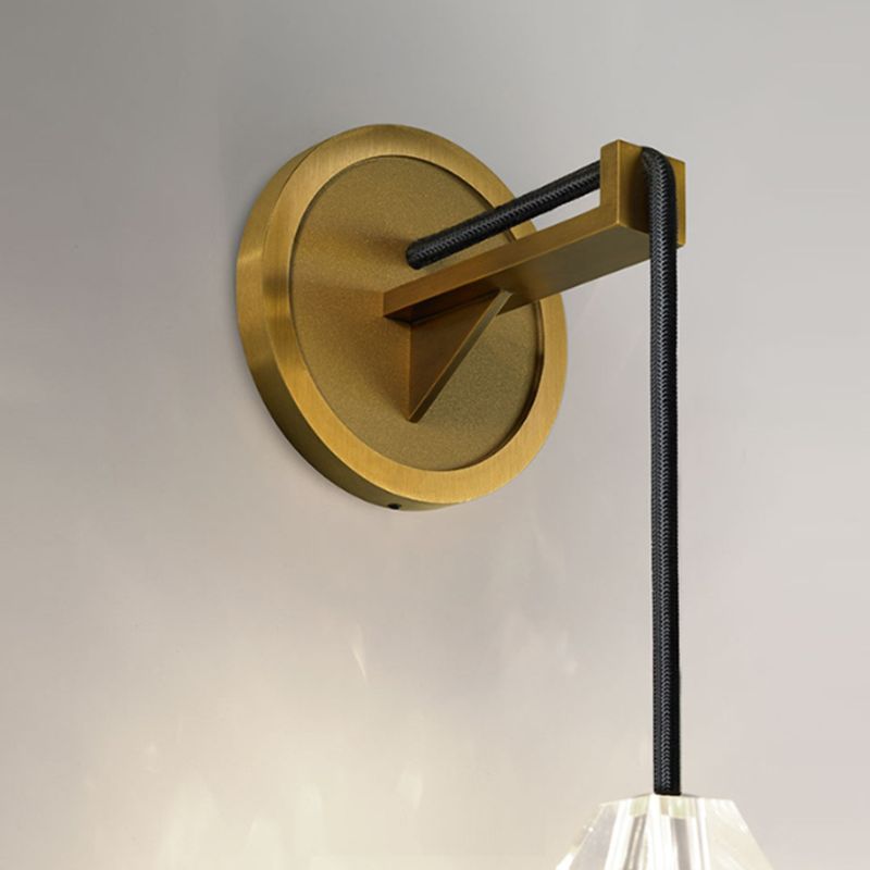 Geometric Shape Crystal Wall Sconces Modern 1 Light Wall Mount Light Fixture in Brass