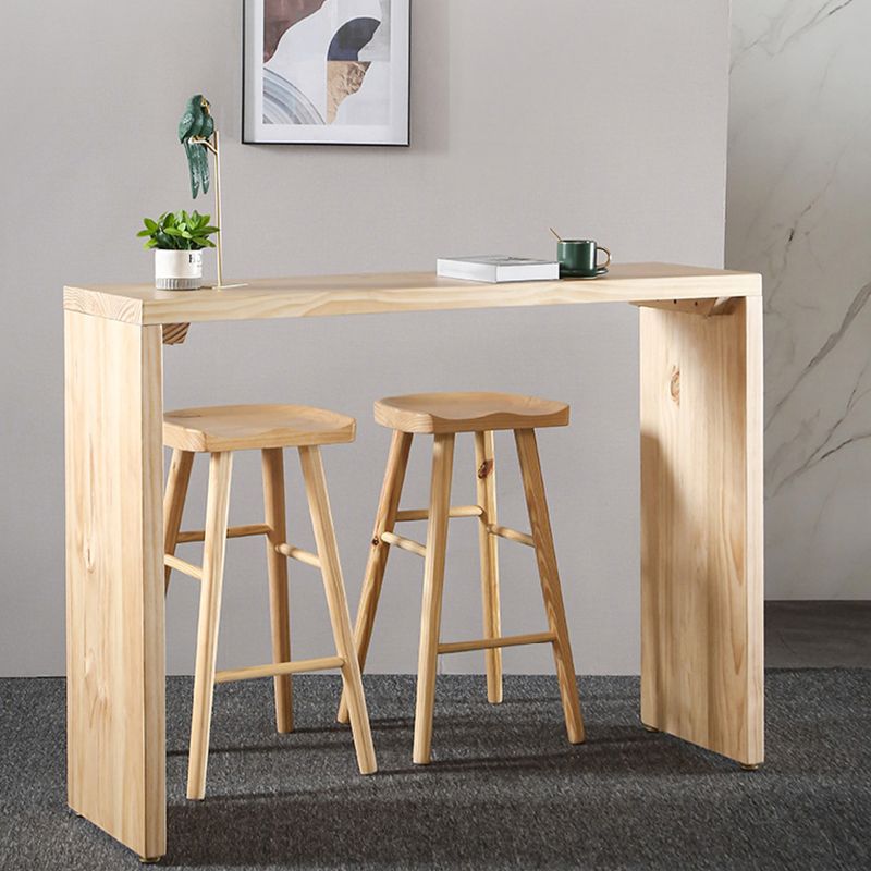 Modern Wood Bar Table Solid Wood Top Bistro Pub Table for Living Room