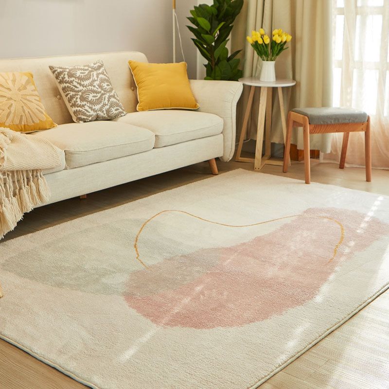 Beige Modern Rug Polyester Color Block Rug Washable Rug for Living Room
