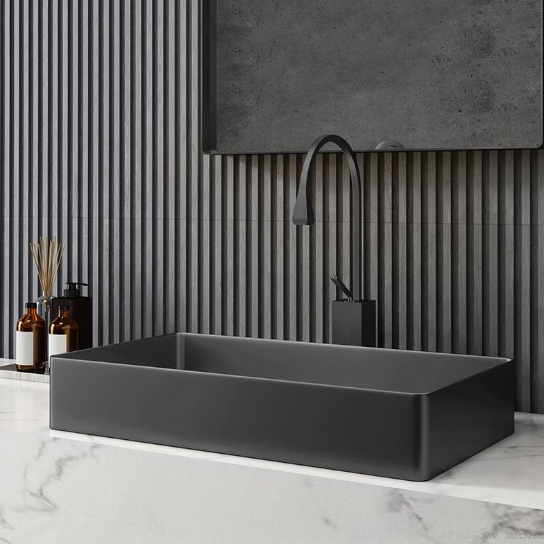 Contemporary Trough Bathroom Sink Solid Color Metal Trough Sink