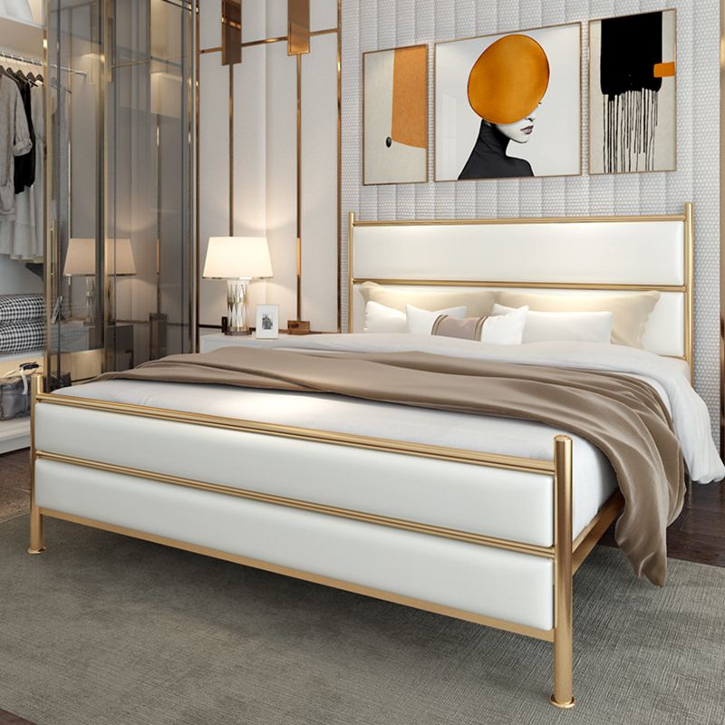 Upholstered Metal Bed with Headboard 43.3" Tall Low Profile Bed