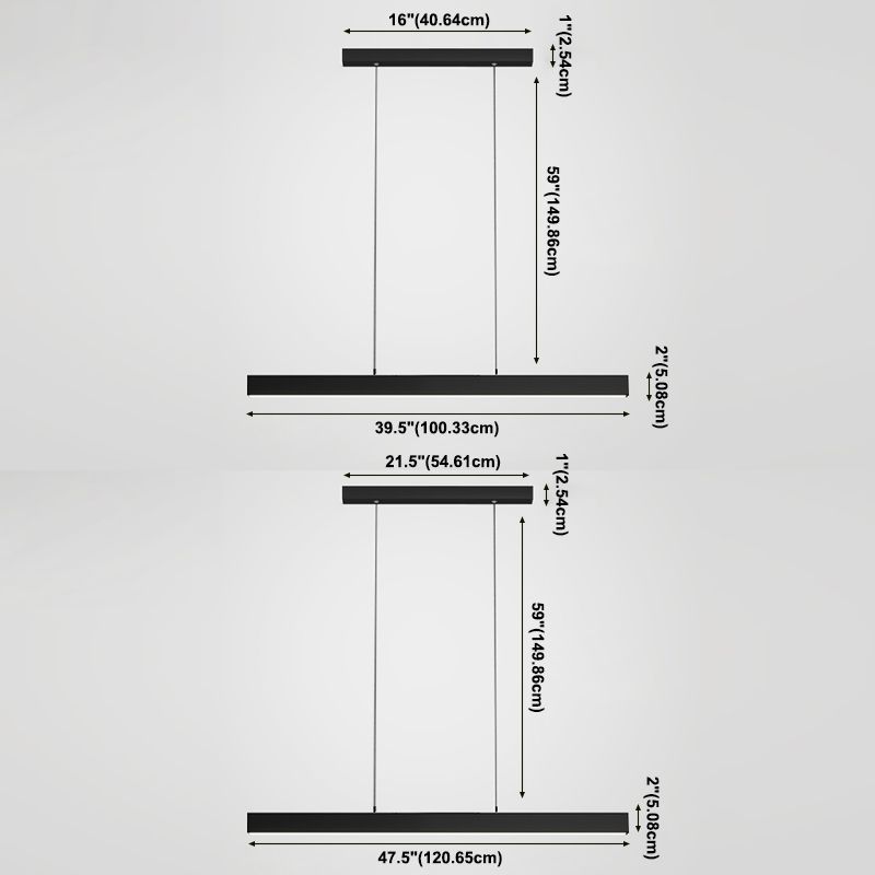 Estilo moderno Lámpara de colgante LED de rectángulo de luz colgante simple para comedor