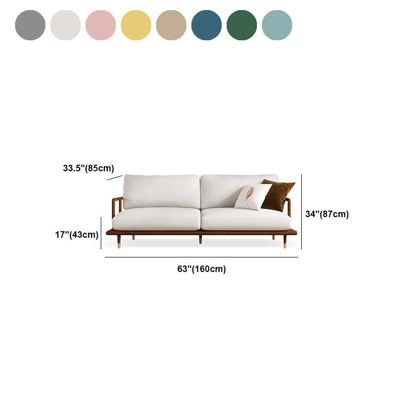 Linen Modern Recessed Arm Sofa Standard Wooden Sofa for Living Room, Apartment
