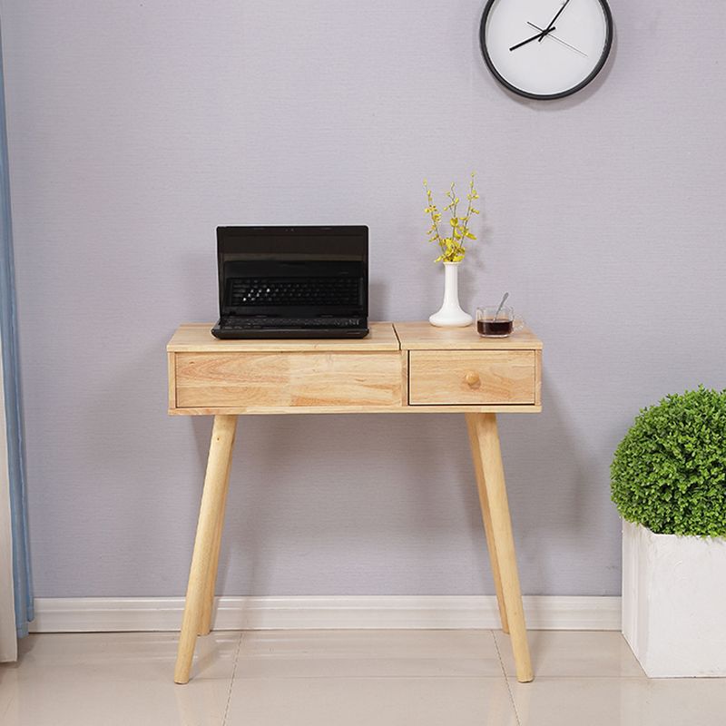 Brown Vanity Set with Mirror 15.74" Wide Wood Vanity Tables with Drawers