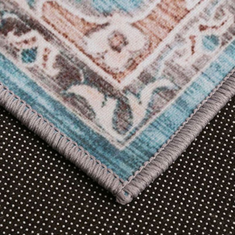 Red Tone Traditional Rug Retro Flower Print Carpet Stain Resistant Carpet for Living Room