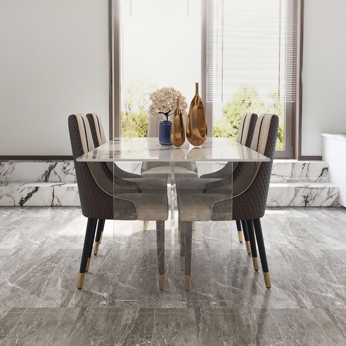 Mesa rectangular contemporánea acrílica mesa de piedra sinterizada para comedor