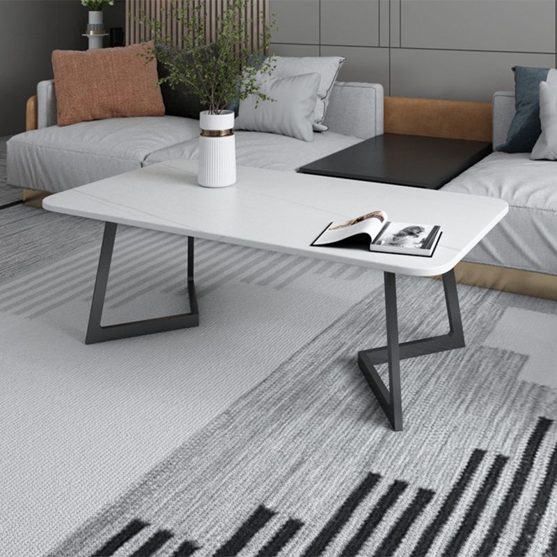 Single Cocktail Table Slate Rectangular Coffee Table for Living Room