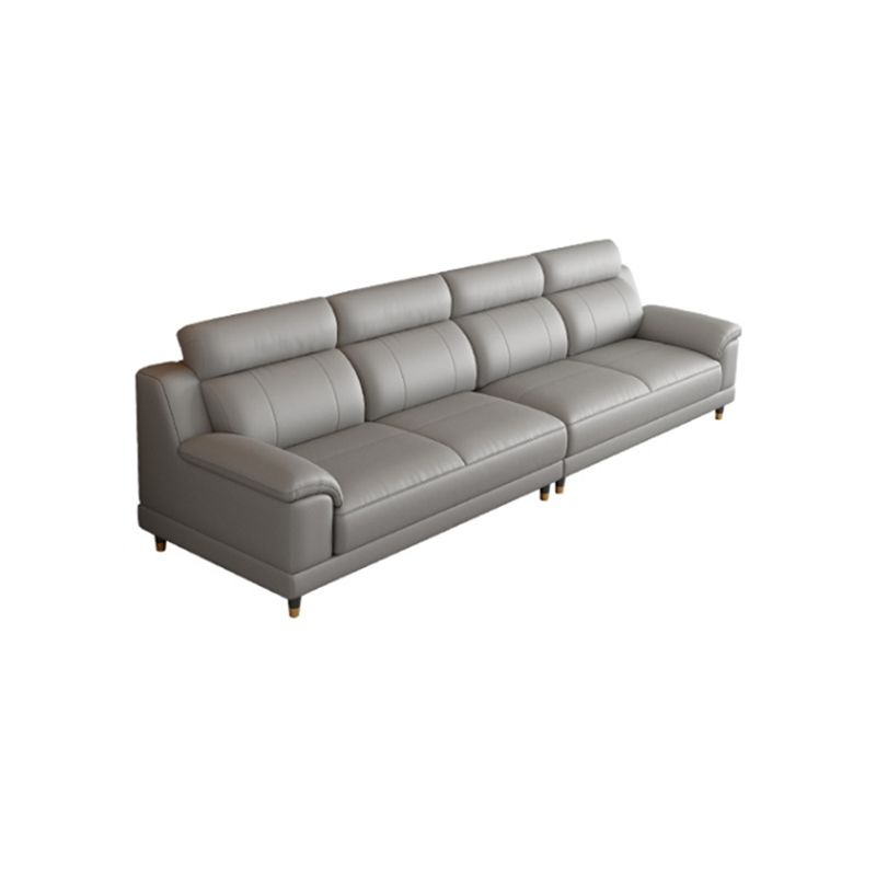 Light-grey Contemporary Sofa Genuine Leather Living Room Sofa & Chaise