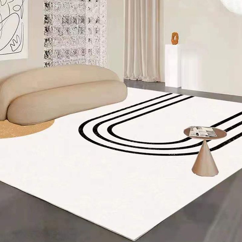 White Line Carpet Polyester Nordic Carpet Stain Resistant Carpet for Home Decor