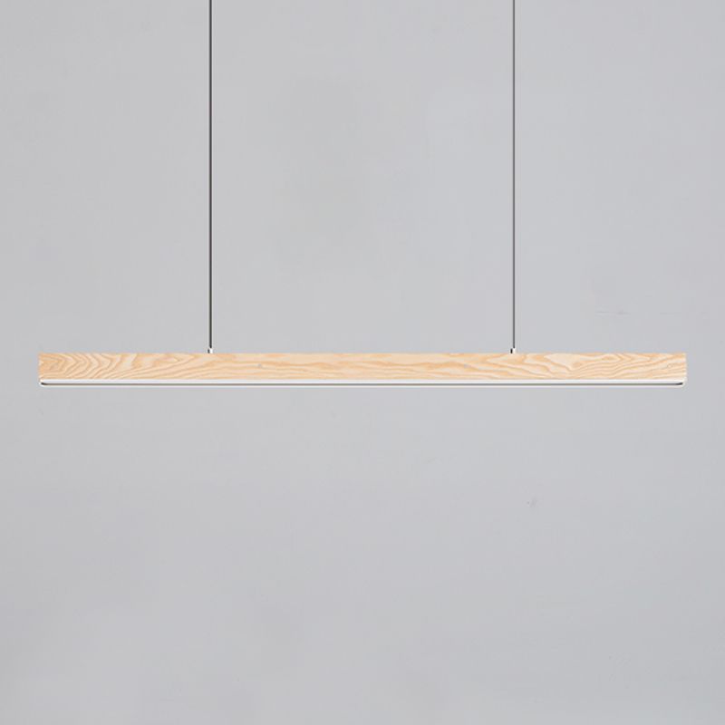 Linear Wood Island Light Fixture Modern Ceiling Pendant Light for Tea Room