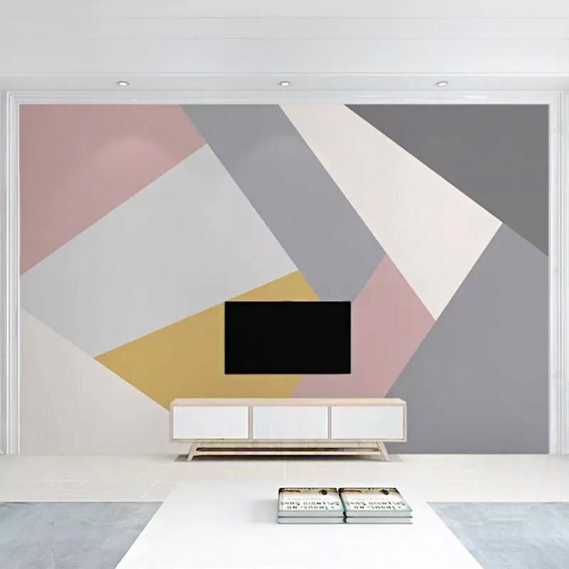 Geometries Wall Mural Decal in Soft Color, Contemporary Wall Art for Girl's Bedroom