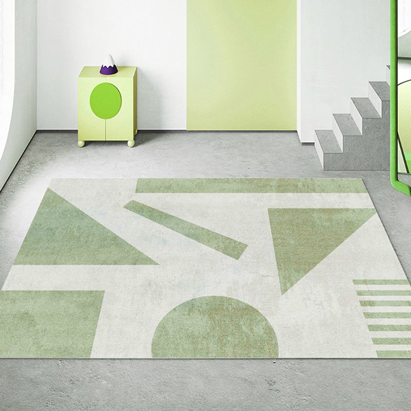 Multi Color Modern Carpet Polyester Colorblock Geometry Pattern Rug Pet Friendly Washable Non-Slip Rug for Living Room