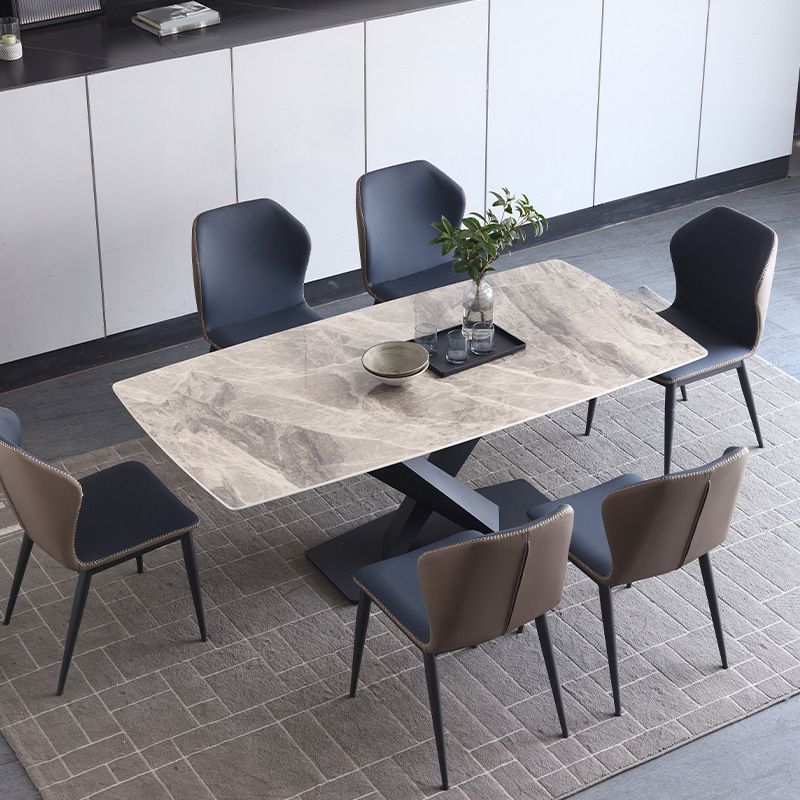 Modern Sintered Stone Top Dining Set Rectangular 1/4/5/7 Pieces Dining Area Table Set