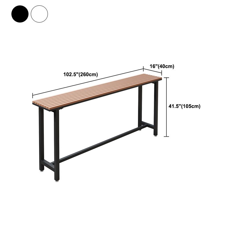 Brown Faux Wood Top Bar Table Contemporary Metal Frame Pub Table