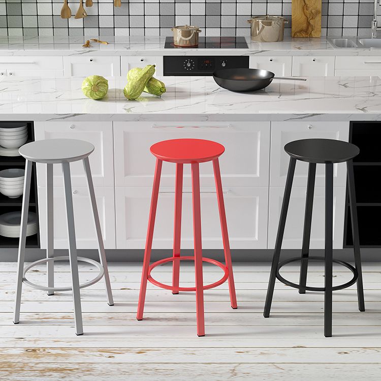 Contemporary Footrest Backless Barstool Matte Finish Iron Stool
