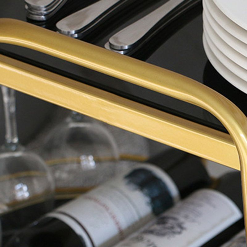 Modern Rolling Kitchen Trolley Glass Open Storage Prep Table