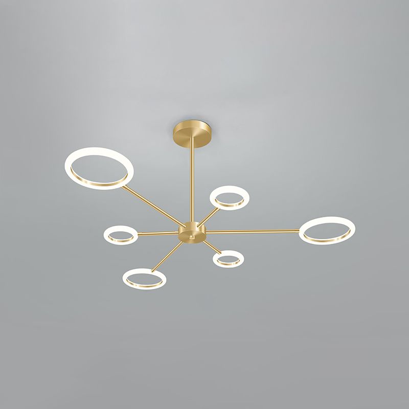 Acrylic Gold LED Pendant Light in Modern Artistic Style Lacquered Metal Chandelier for Living Room